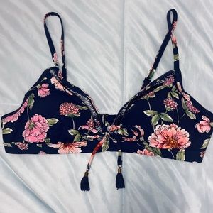 Floral bikini set with tassel tie front